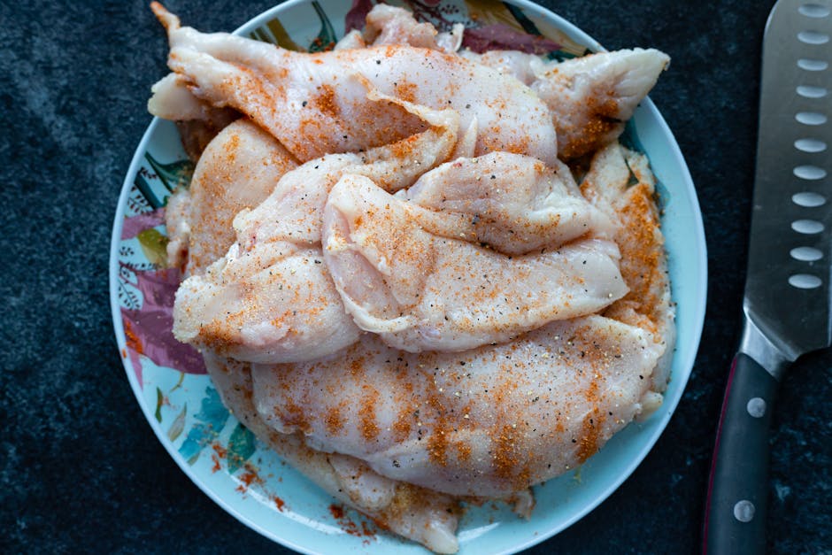 chicken pieces seasoned raw ingredients cooking preparation
