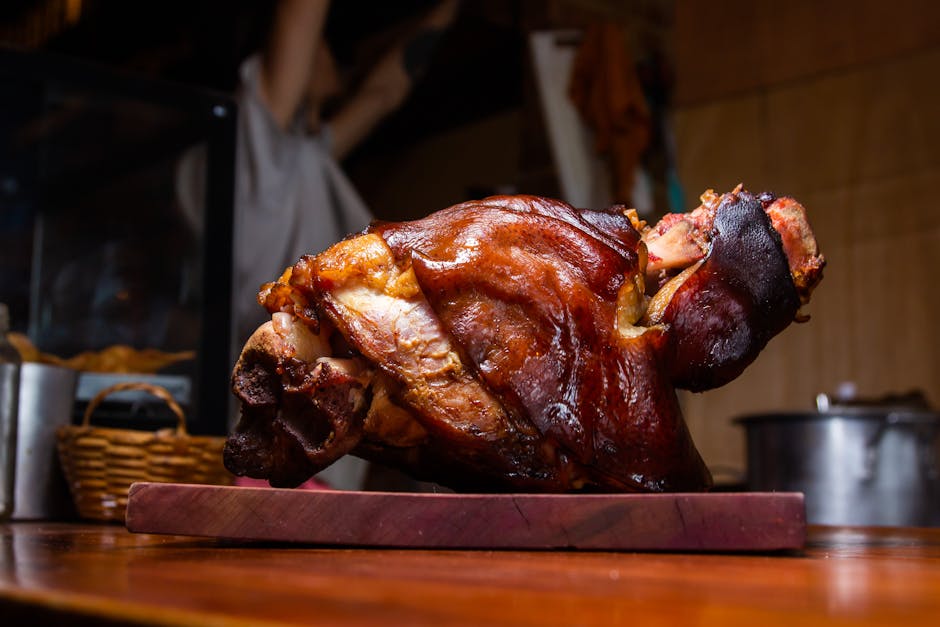 pork knuckle sauce reduction cooking pot