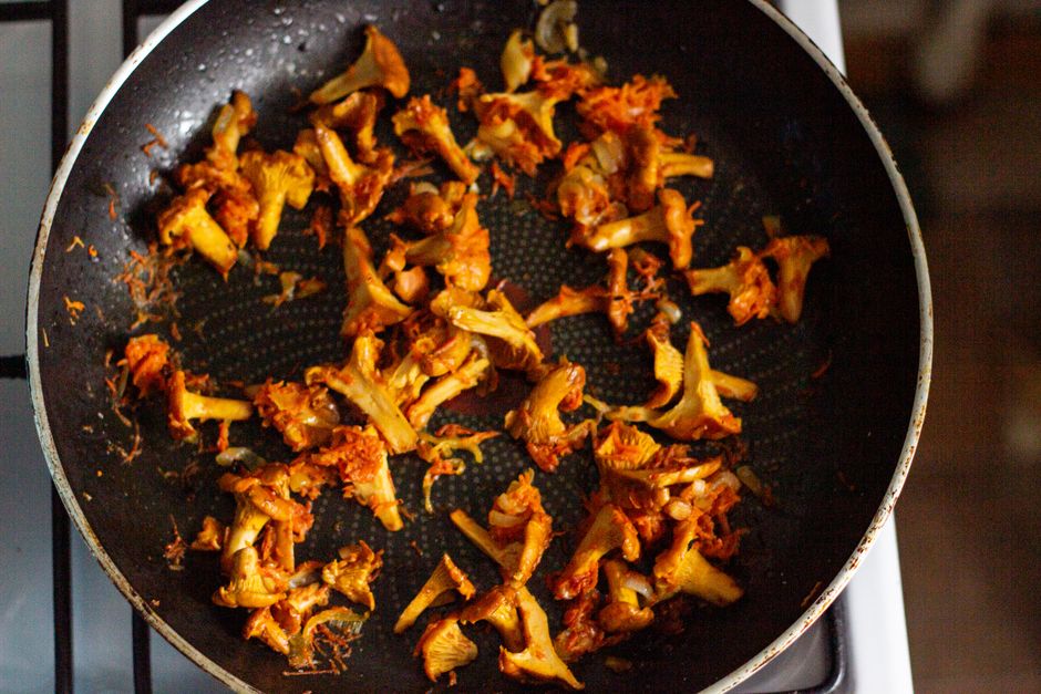 golden fried patties Greek style kotlety jaglane frying pan