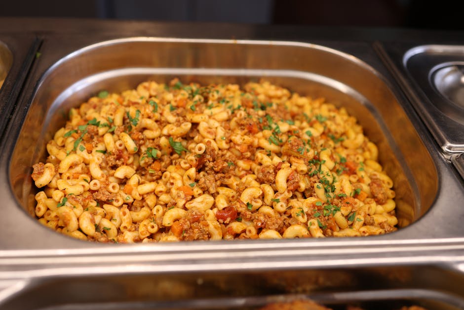 ingredients for pasta casserole meat vegetables cheese