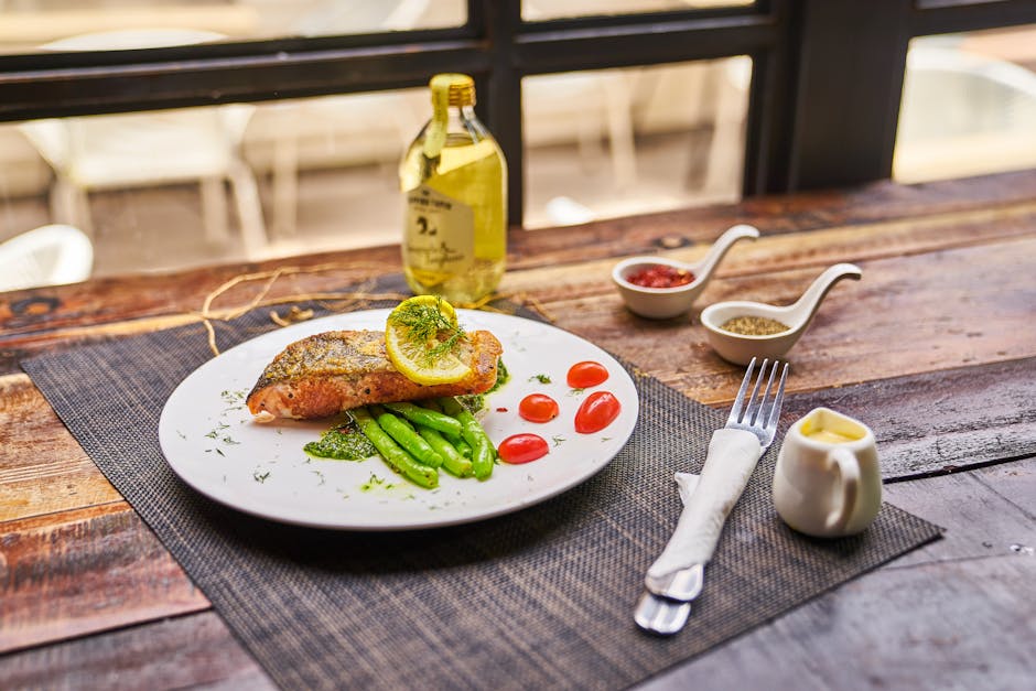 fresh salmon cutlets dill lemon served plate
