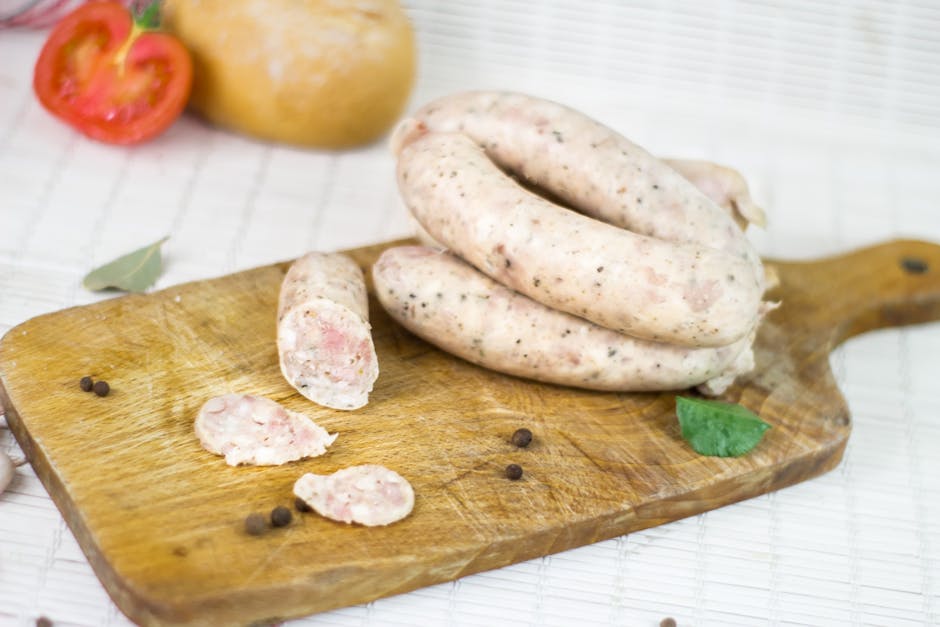 fresh Polish white sausage raw ingredients