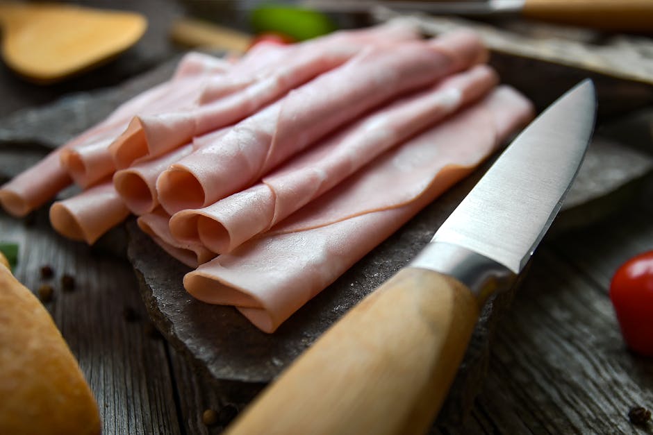 pressed ham slicing homemade delicatessen
