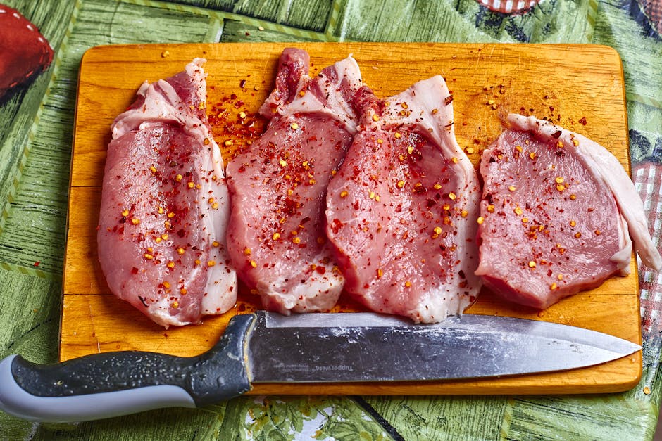 pork goulash cooking ingredients chopping board