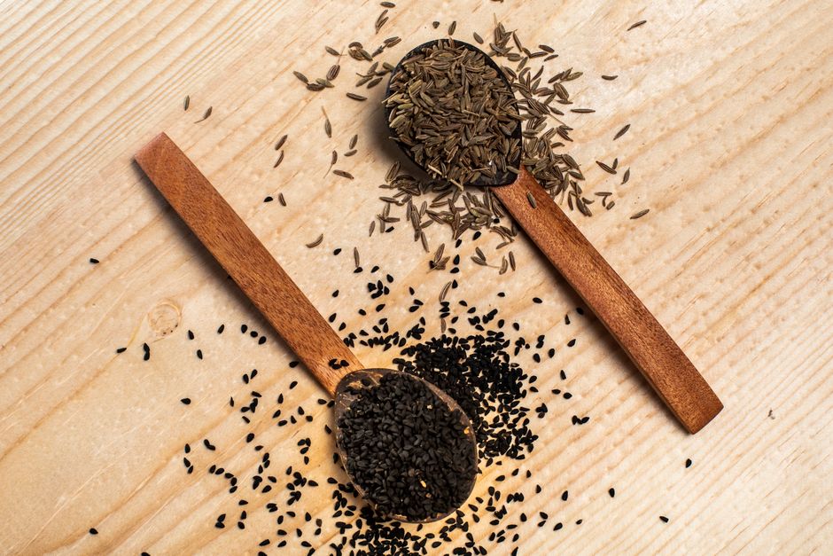sauerkraut with caraway seeds wooden bowl