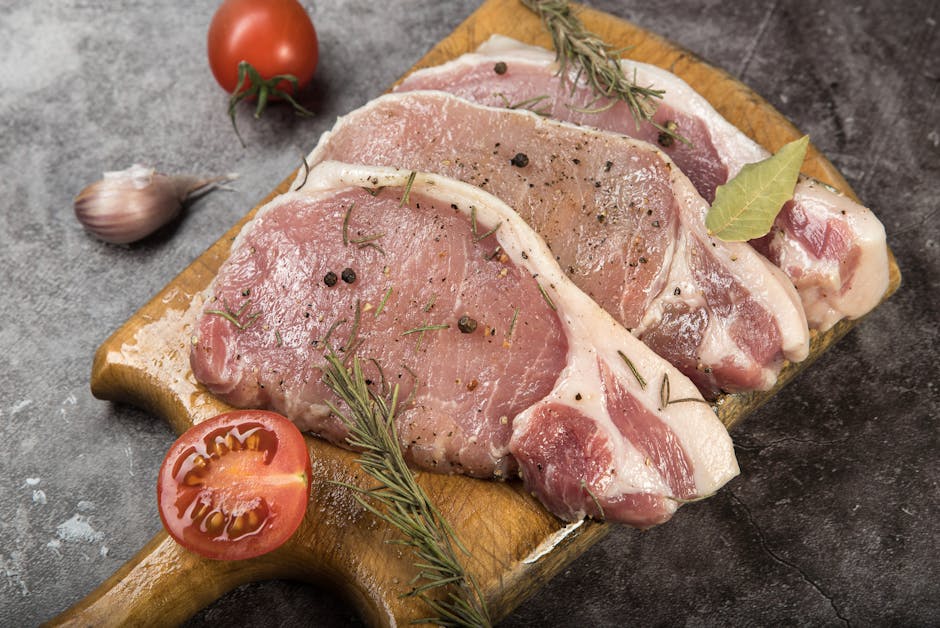pork loin with bone raw seasoned with herbs