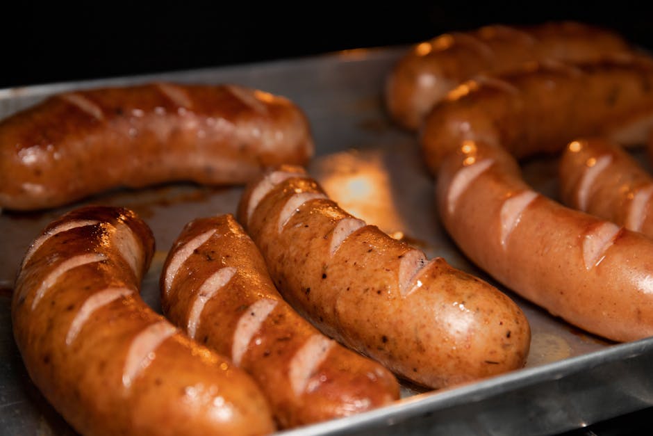 traditional polish sausage with sauerkraut cooking