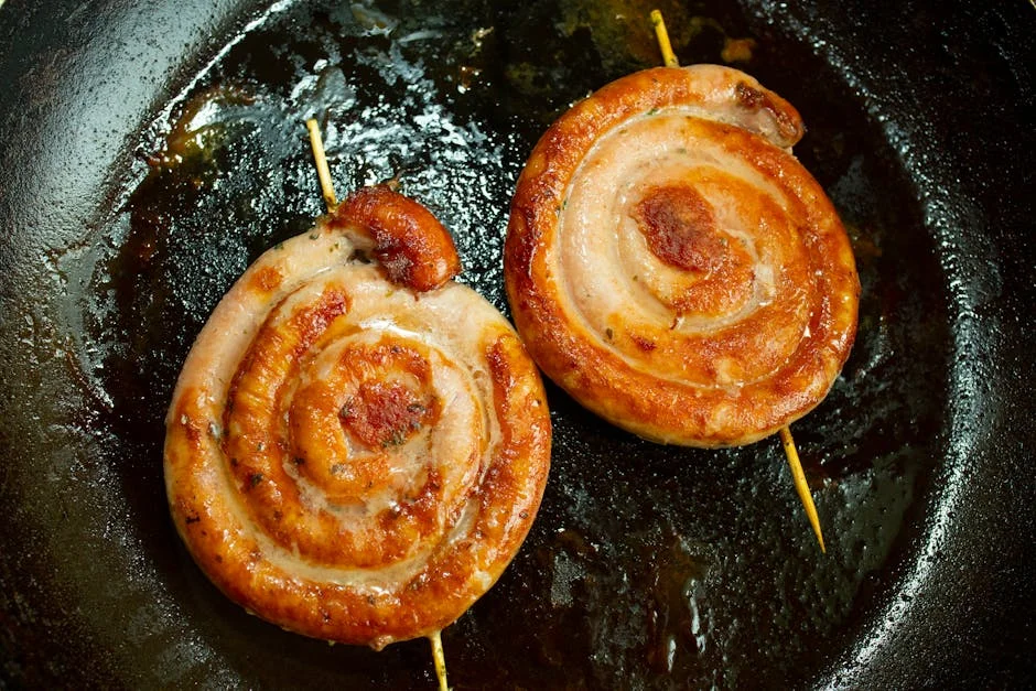 Kiełbasa biała na patelni z musztardą i cebulą – dlaczego nie musisz jej gotować przed smażeniem